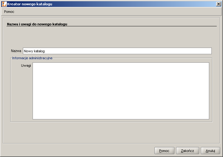 Kreator nowego katalogu
