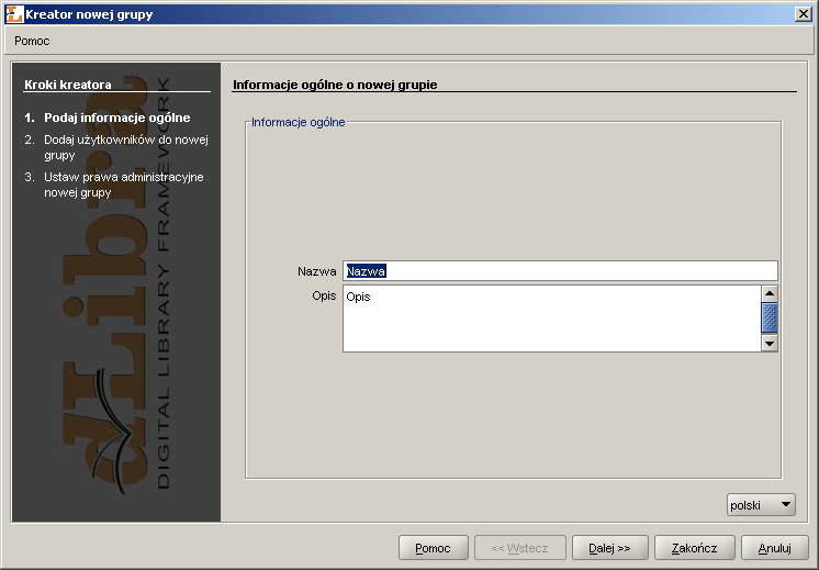 Kreator nowej grupy - informacje ogólne