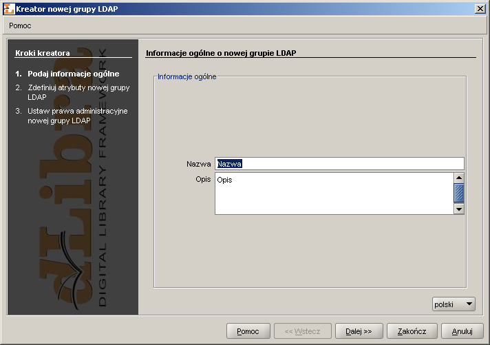 Kreator nowej grupy LDAP - informacje ogólne